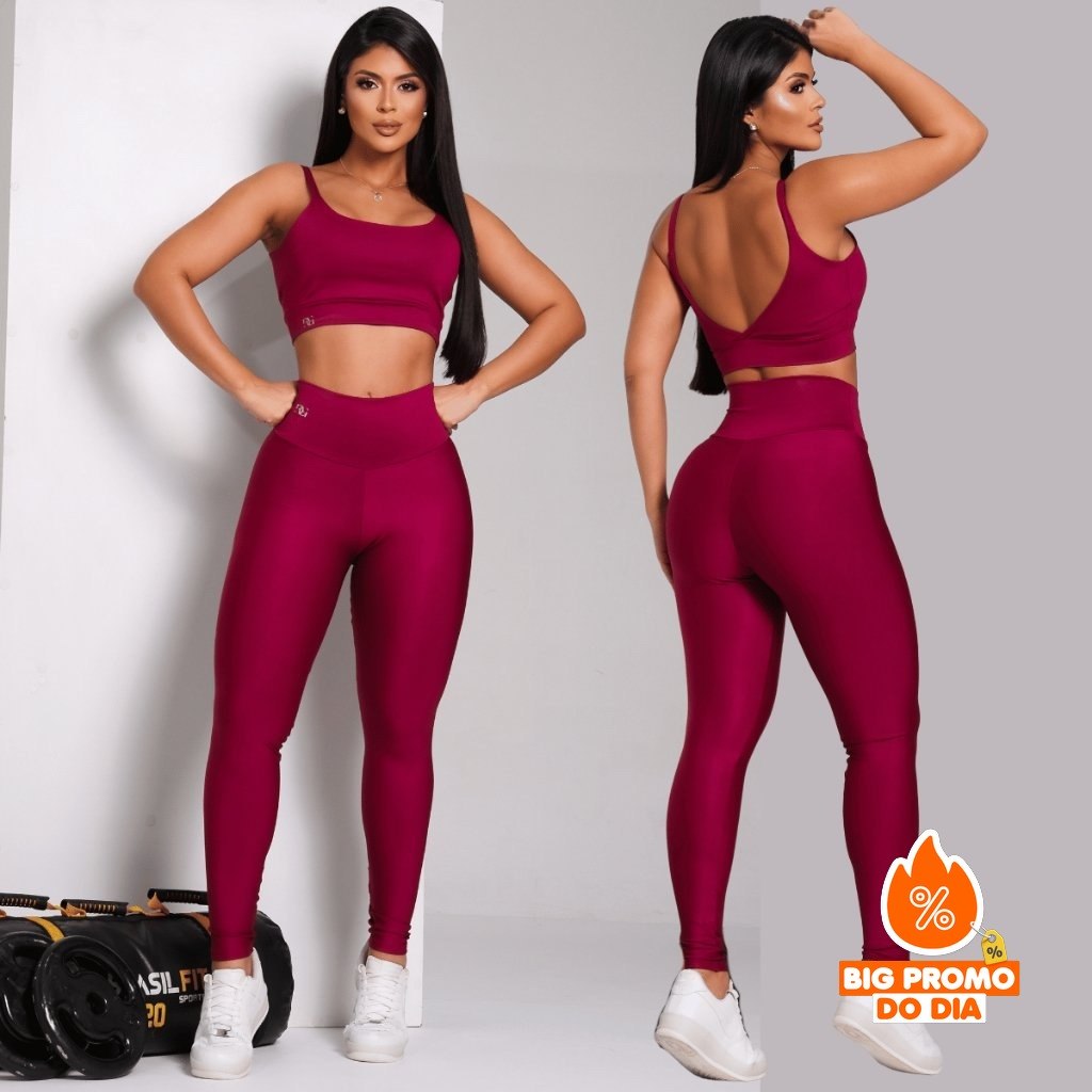 Conjunto Academia Feminino Calça E Top Fitness Sem Transparência Dry Fit Musculação Corrida - (Shopee)