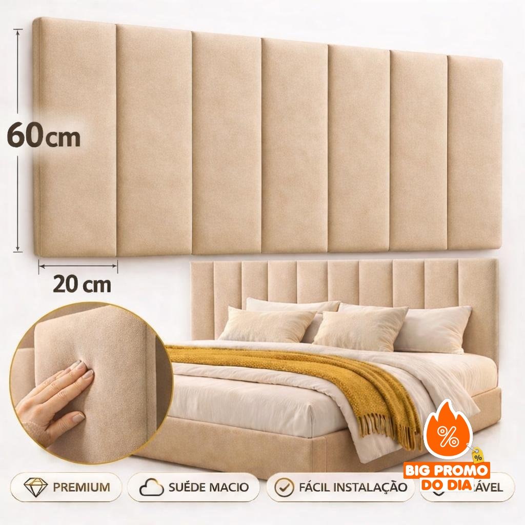 Cabeceiras de Cama Casal King Premium 60x20cm Decorativas | Opções para Solteiro Casal Queen King - (Shopee)
