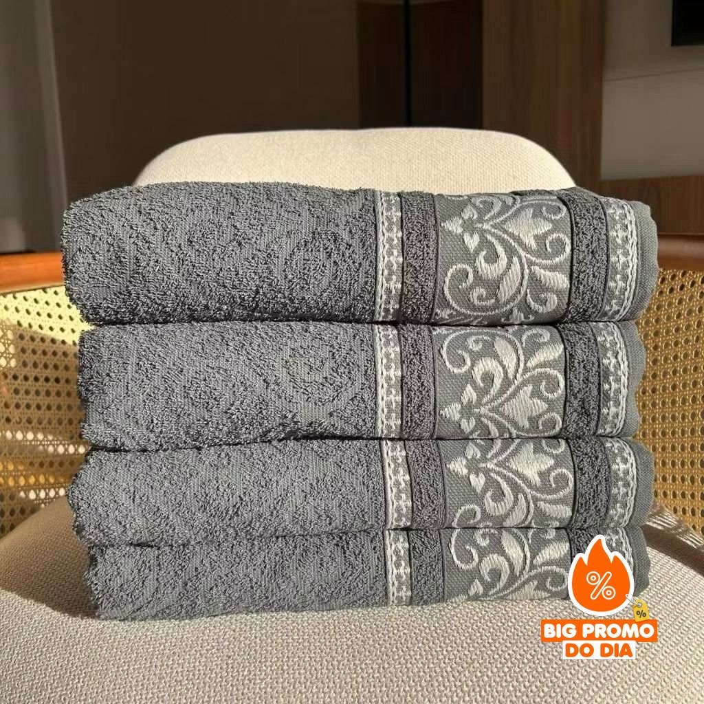 Kit 4 Toalha Banho Imperial 100% Algodão Tam 75cm x 130cm - (Shopee)
