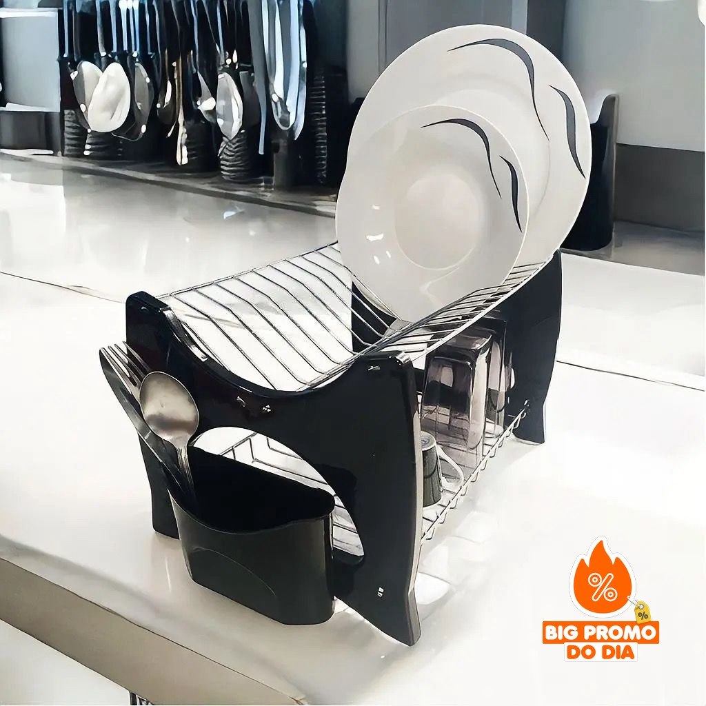 Escorredor De Louça Cozinha Prato Duplo Porta Talheres Metaltru - (Shopee)