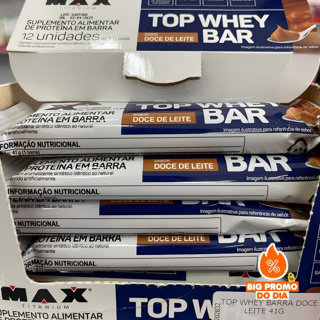 Max Titanium Top Whey Bar 12 Unidades De 41G (Doce De Leite)