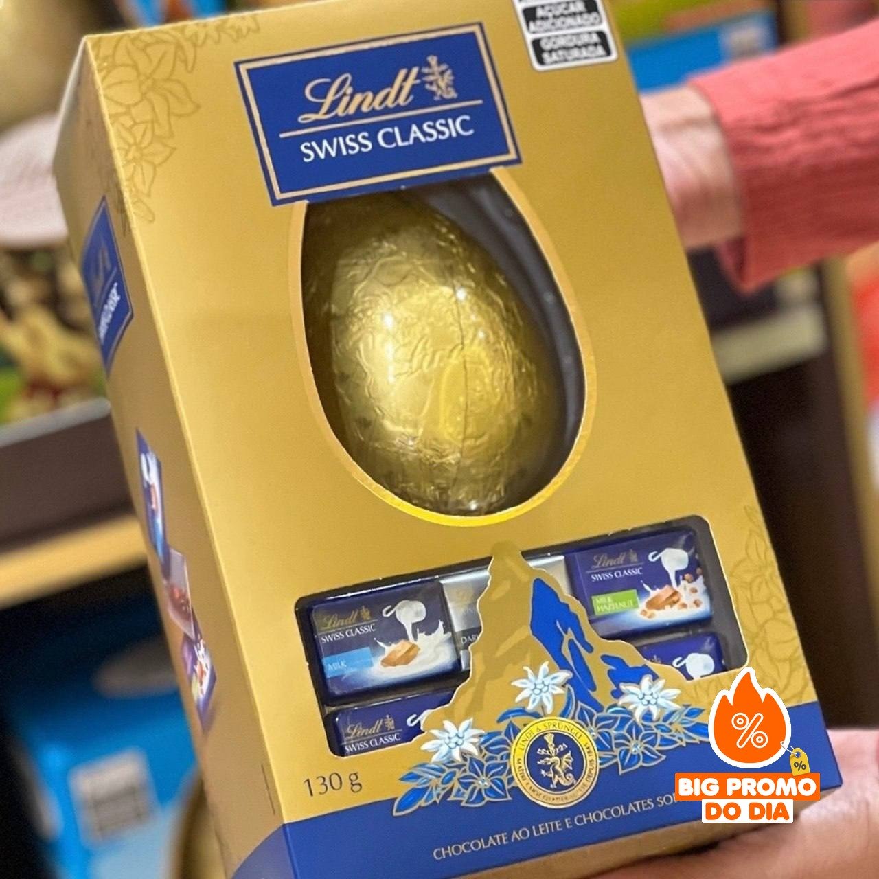 Ovo De Páscoa Lindt Swiss Classic Ao Leite 130g