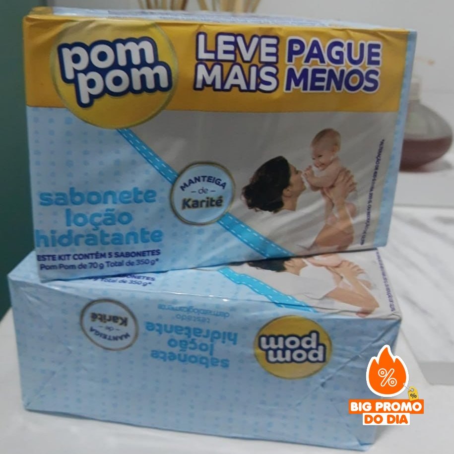 Kit 5 uni. Sabonete em Barra Pom Pom Loção Hidratante