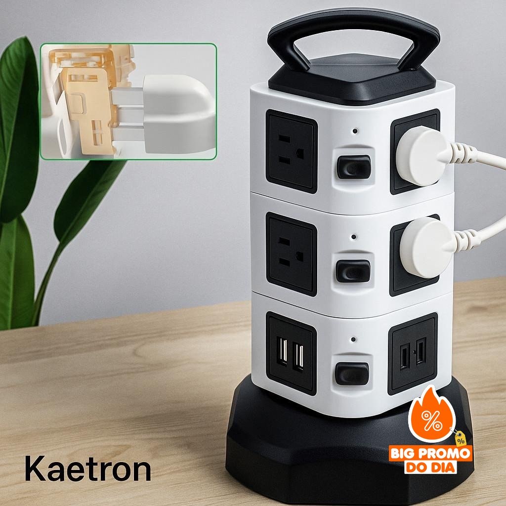 Tomada Elétrica Vertical Extensão 12 Tomadas Torre Mesa 12 Saida E 2 Usb 2500w Com botão Liga/Desliga - (Shopee)