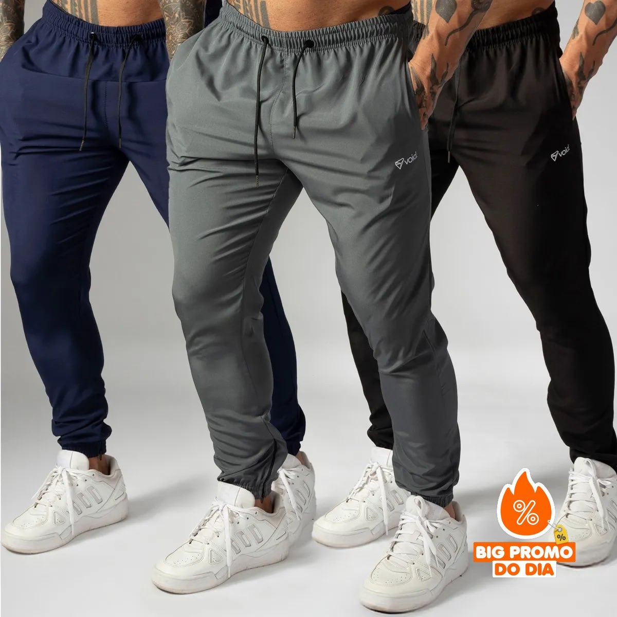 Kit 3 Calças Jogger Masculinas De Tactel
