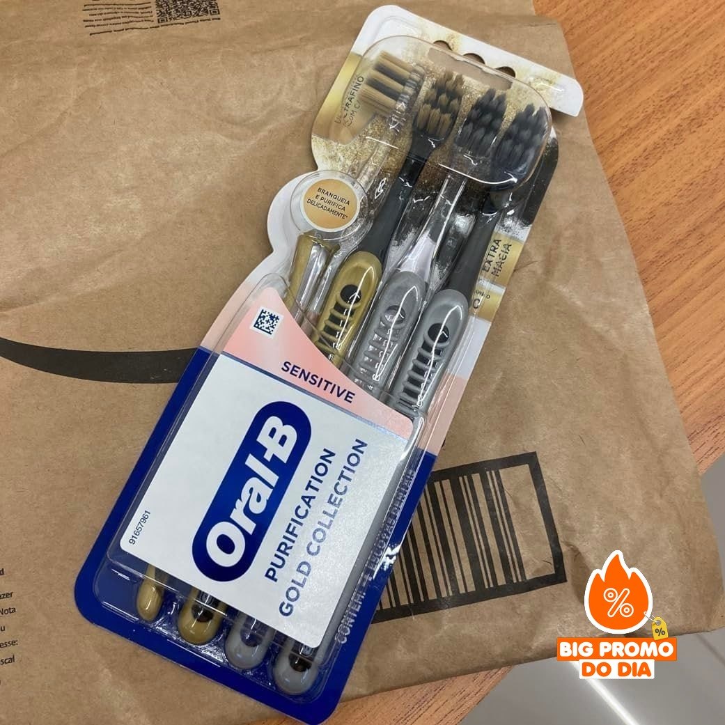 🪥 4 Unid. Oral-B Escova de Dente Sensitive Purification Gold Collection