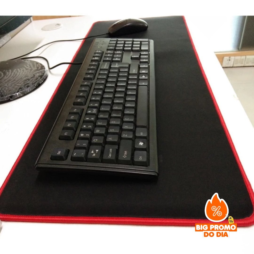 MousePad Gamer Speed Borda Vermelha Costurada 70 X 30 X 0.3cm