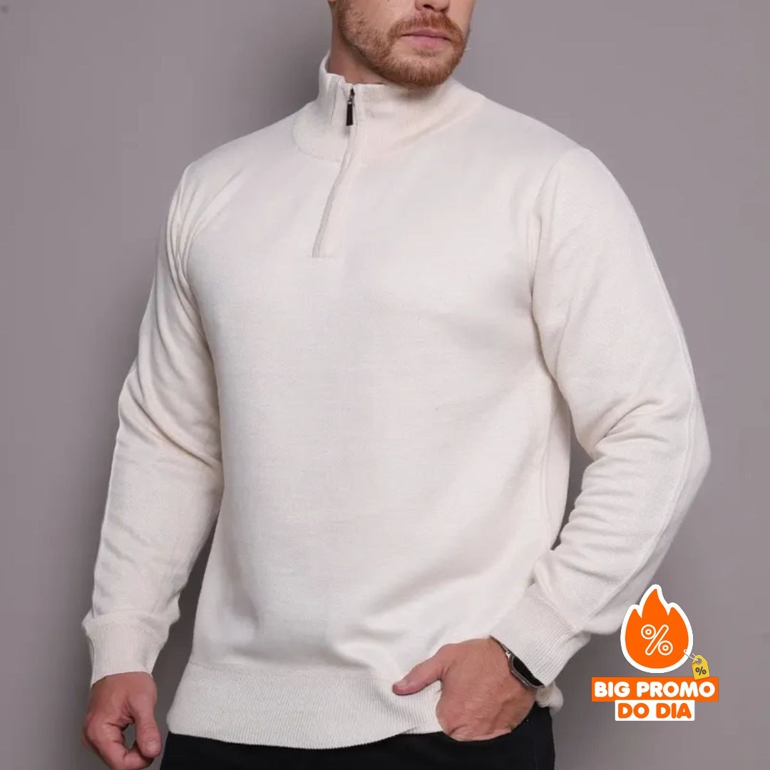Suéter Masculino Zíper Gola Alta