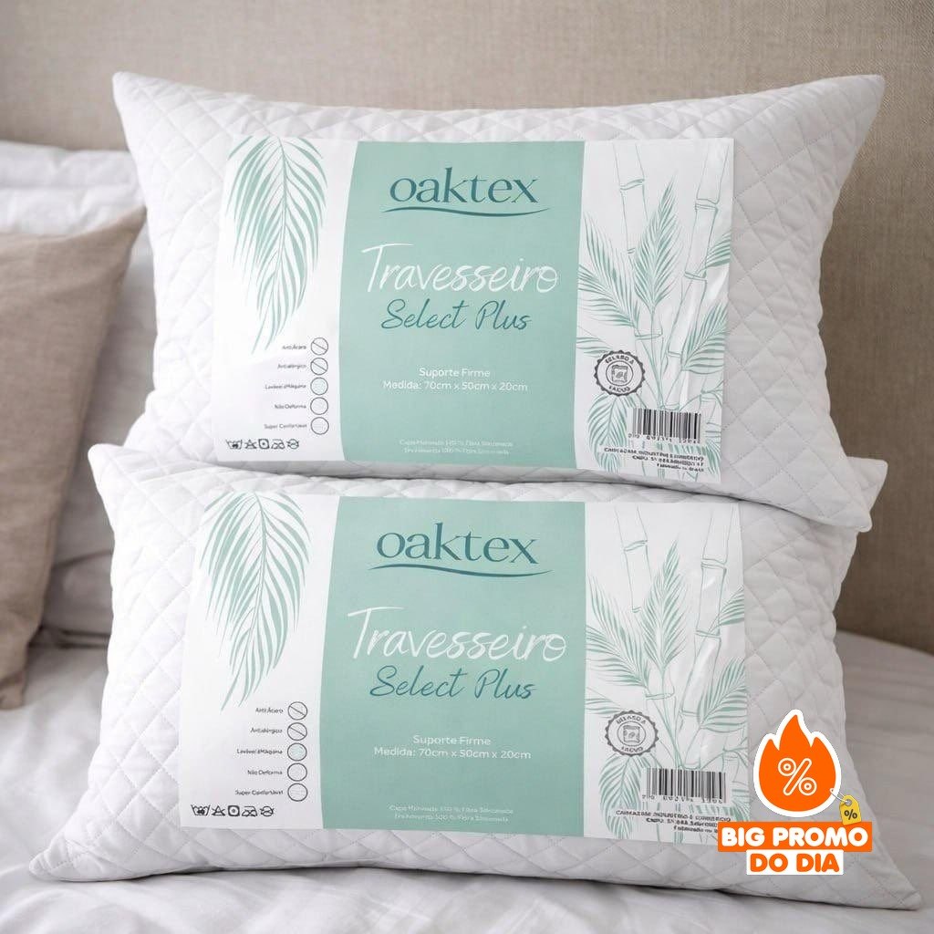 Kit C/2 Travesseiros Luxo Matelado Fibra Antialérgica 50x70