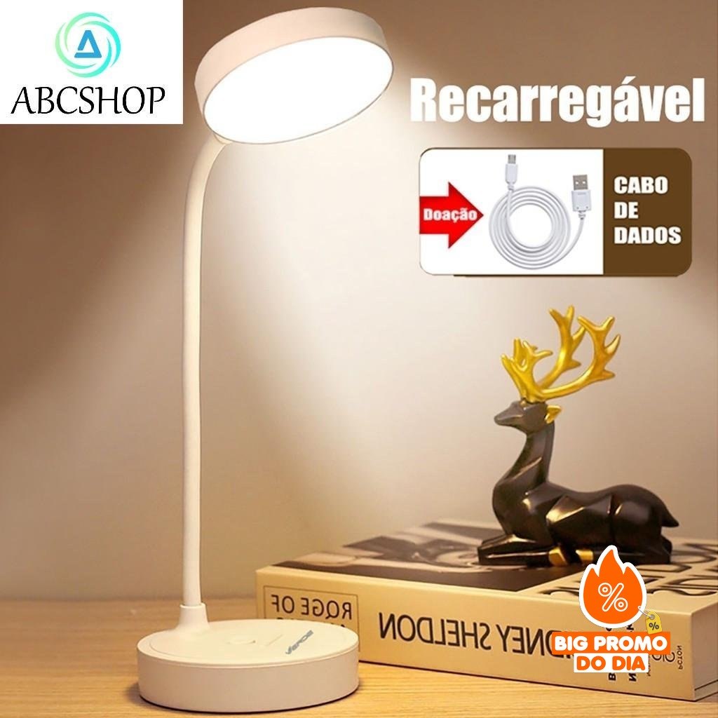 Luminária De Mesa Recarregáveis Led Com Proteção Os Olhos Usb Iluminaria Abajur Lâmpada De Mesa Para Quarto Dormitório - (Shopee)