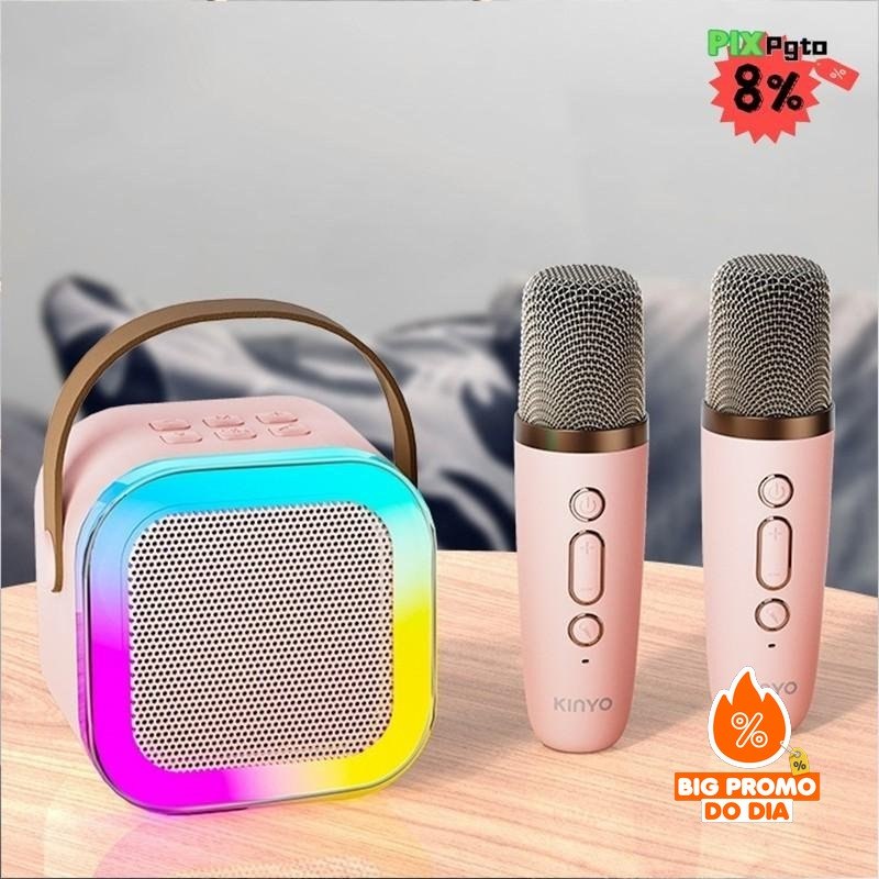 Caixa De Som C/ Microfones Karaokê Bluetooth - Brincadeiras em Família - (Shopee)