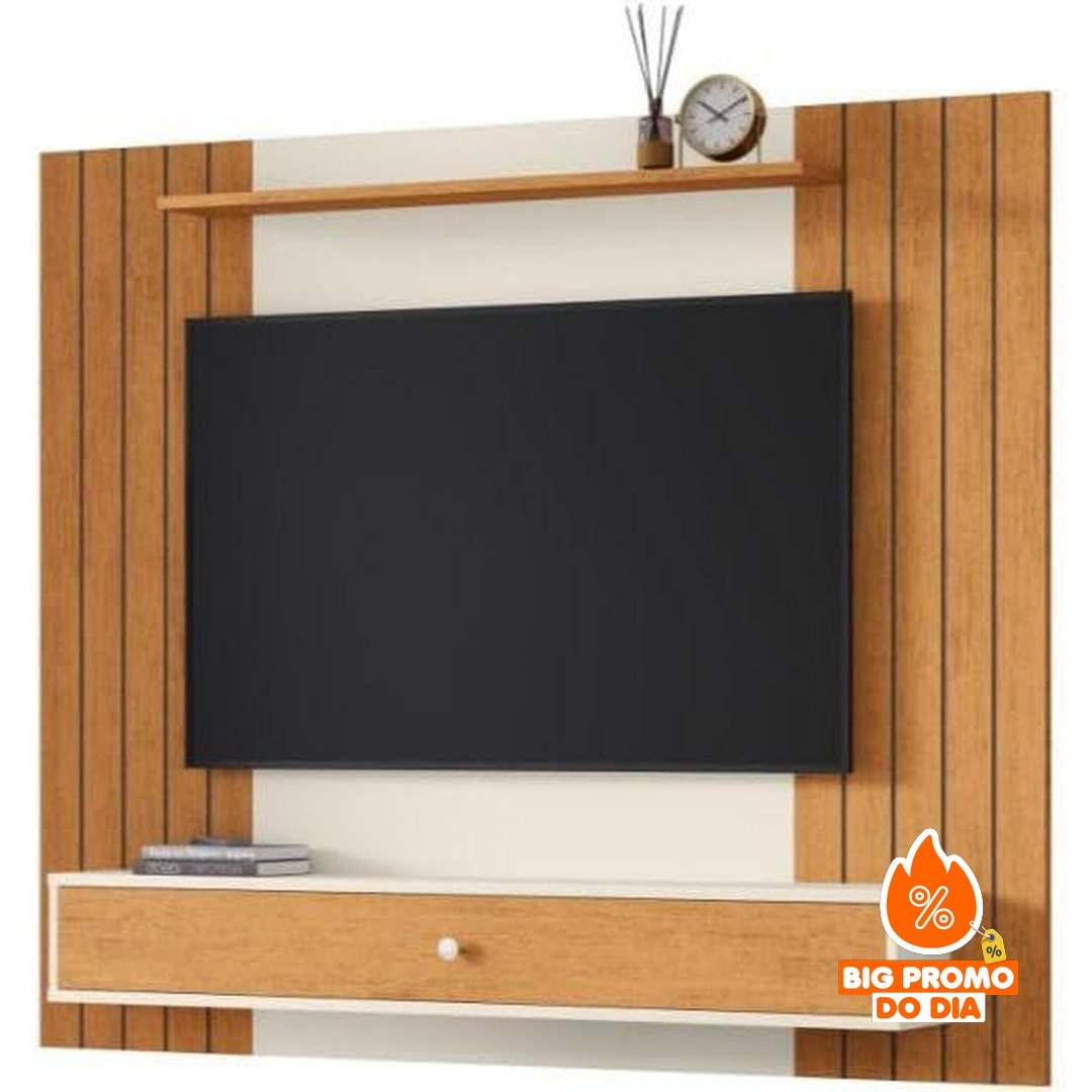 Painel de TV Sala Berlim até 43'' – Elegância, Organização e Praticidade - Off White - (Shopee)