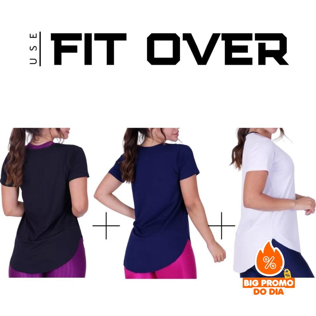 kit 3 blusas tapa bumbum com manga curta fitness academia básica - (Shopee)