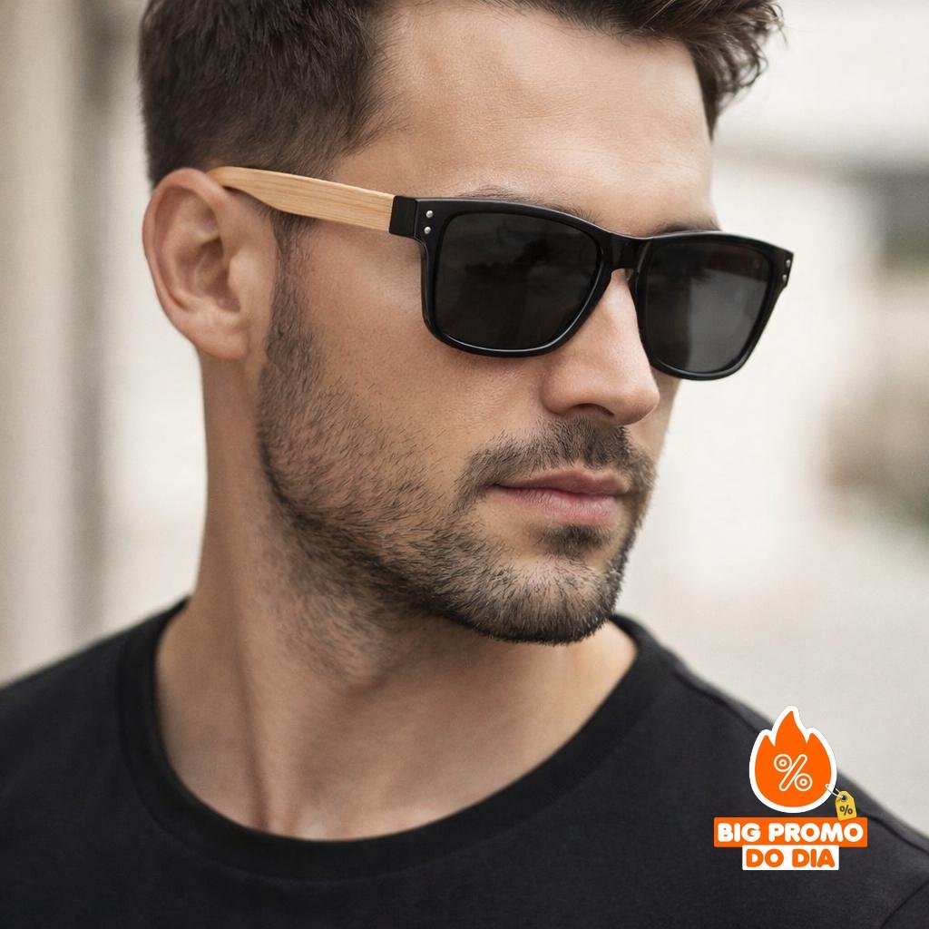 Óculos de Sol Retrô Bambú Quadrado Polarizado Vintage Hastes Madeira Unissex Proteção UV400 Moda - (Shopee)