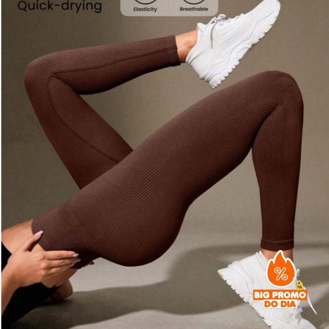 Leggings canelada de cintura larga - (Shopee)