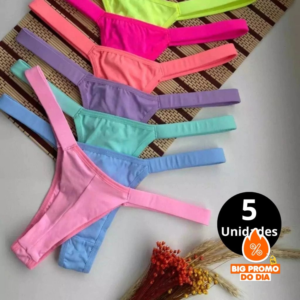 Kit C/5 Calcinha Fio Dental Fio Duplo Calcinha Feminina Lingerie Sensual - (Shopee)