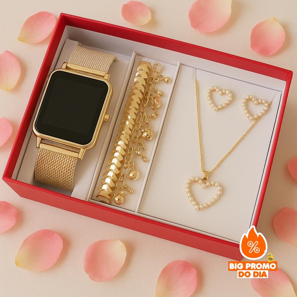 Kit Feminino com Relógio LED + Pulseira e Brinco - (Shopee)