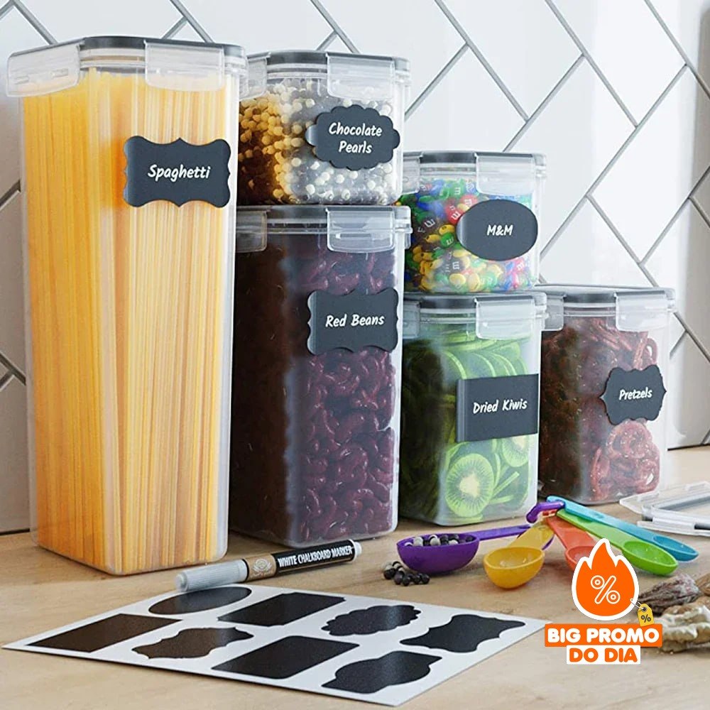 🫙 Kit 10 Potes Hermeticos Com Trava Empilhavel