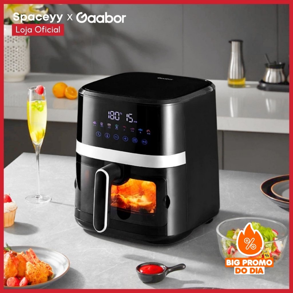 Fritadeira Air Fryer Lume Touchscreen Digital Gaabor com visor Transparente 5,5L 1500W - (Shopee)