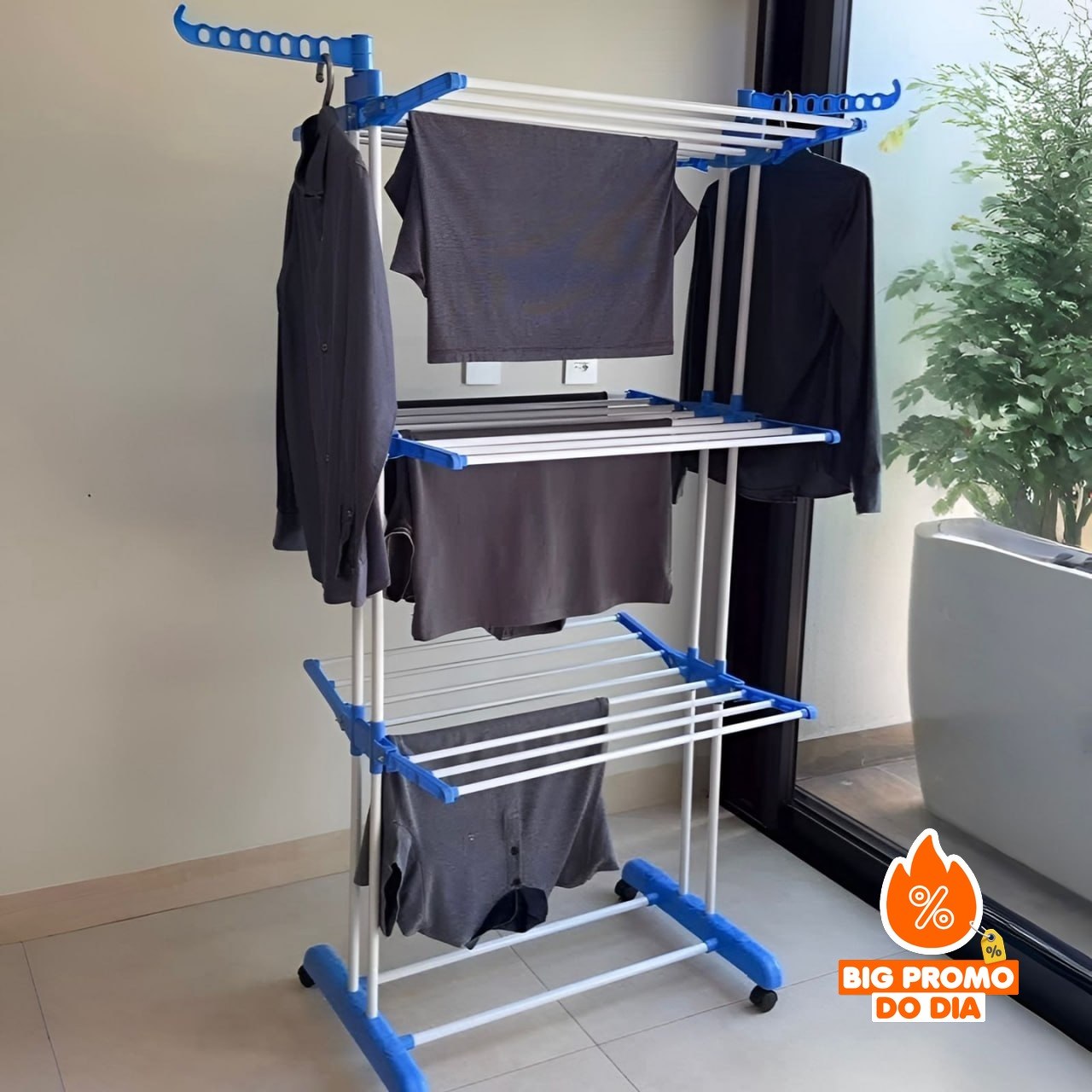 Varal de Chão de Aço 3 Andares