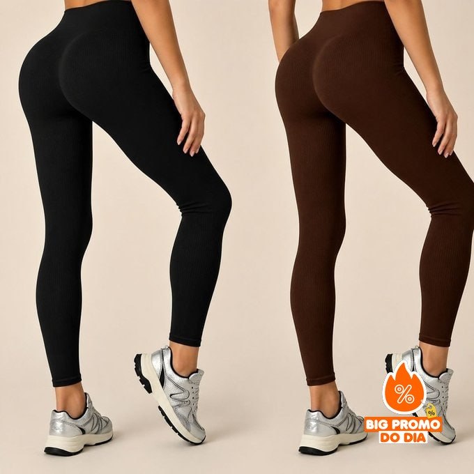 Kit com 2 Calças Legging Poliamida Canelado