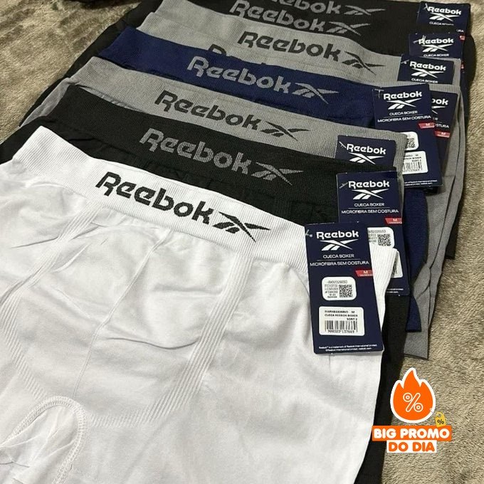 🩲 Kit com 12 Cuecas Boxer Sem Costura Microfibra Reebok