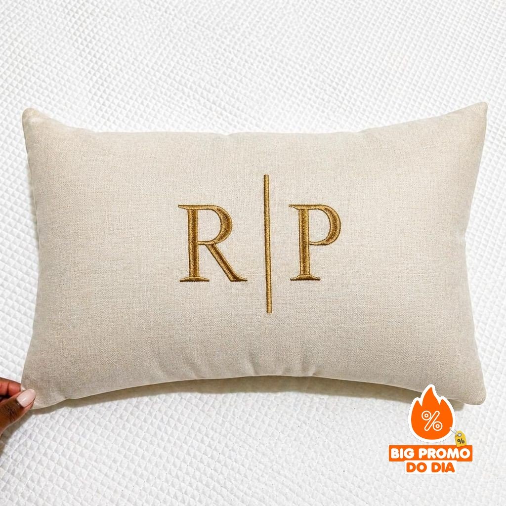 Almofada Personalizada INICIAL | INICIAL Casal Bordada (01 UNIDADE) 50x30 Com Enchimento Cama Posta - (Shopee)