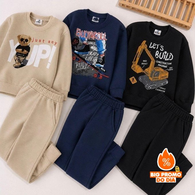 Kit 6 Peças Moletom Infantil (3 conjuntos)