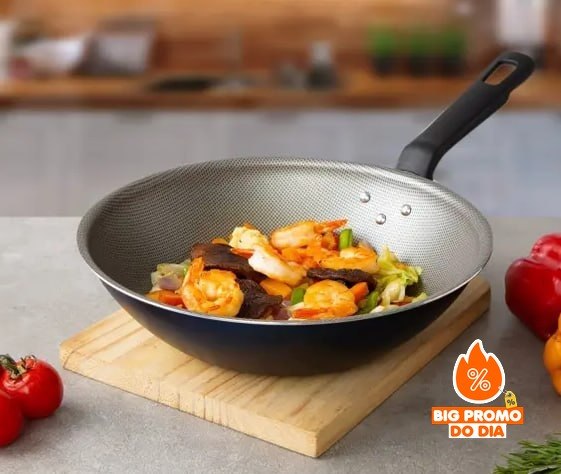 Panela Wok Antiaderente Tramontina de Alumínio - Ravena Azul 24cm