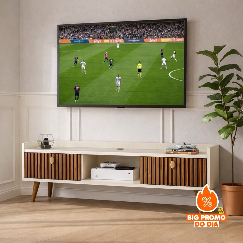 Rack para TV Bancada com pés 1.20 Life ou 1.10 ate 50polegadas - 2 Portas Moderno Parede TV Até 50Pol Quarto Sala - (Shopee)