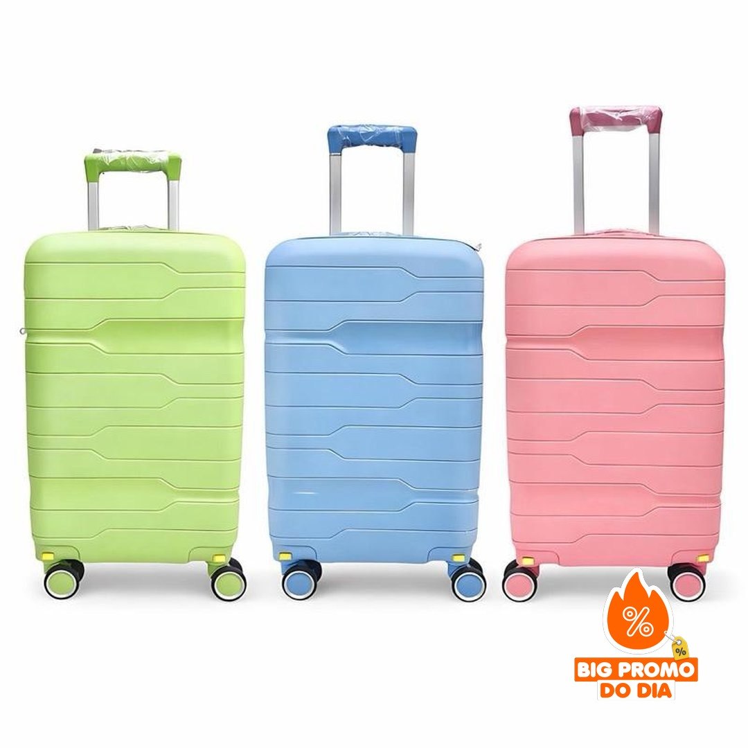 Mala Bordo 10KG Polipropileno Inquebrável Varias Cores Giratória 360° - (Shopee)