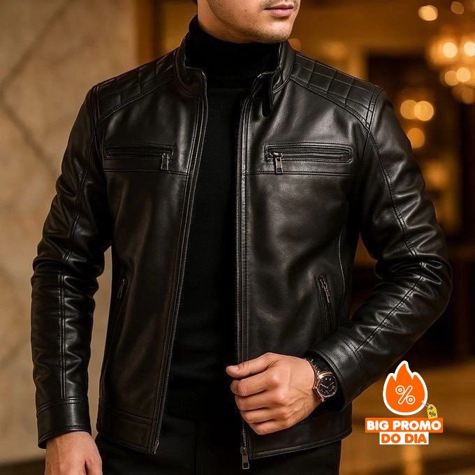 Jaqueta De Couro Masculino Slim