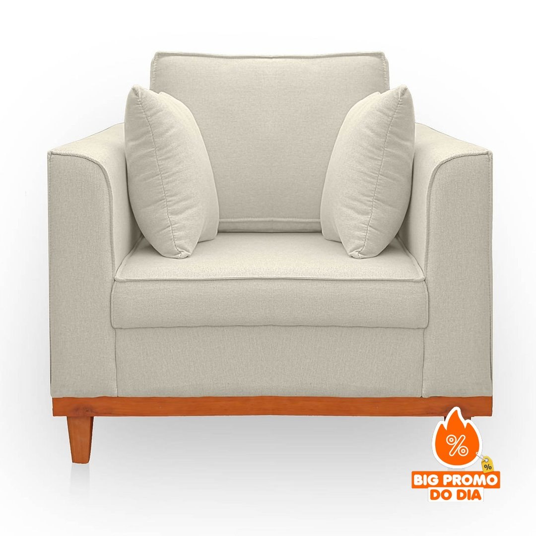 Poltrona para Sala Confortável Beny Reforçada Linho - (Shopee)