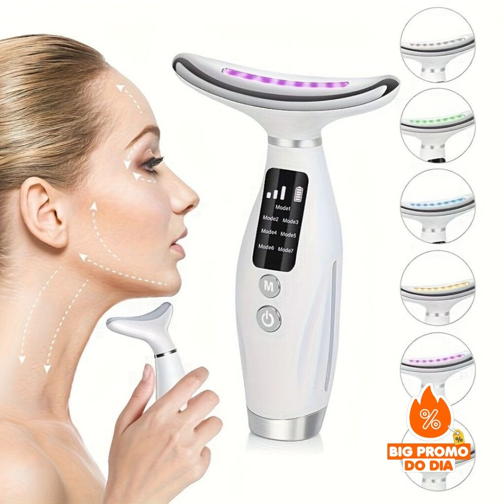 Massageador De Pele Firmeza Pescoço Led Massageador Portátil Beleza para Rosto e Pescoço - (Shopee)
