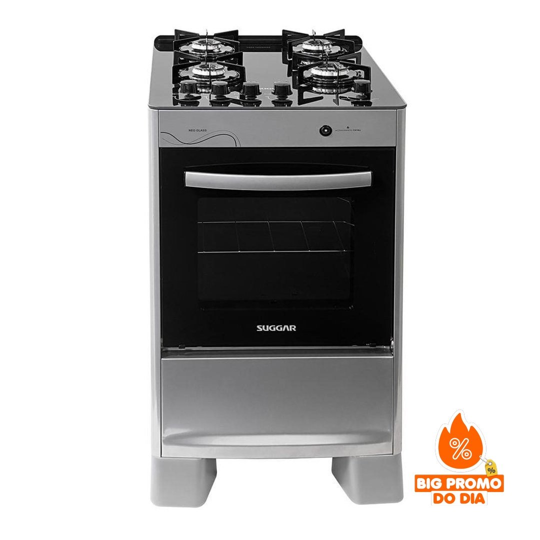 Fogão Suggar Neo Glass 4 Bocas Inox FGVNG410 Bivolt - (Shopee)