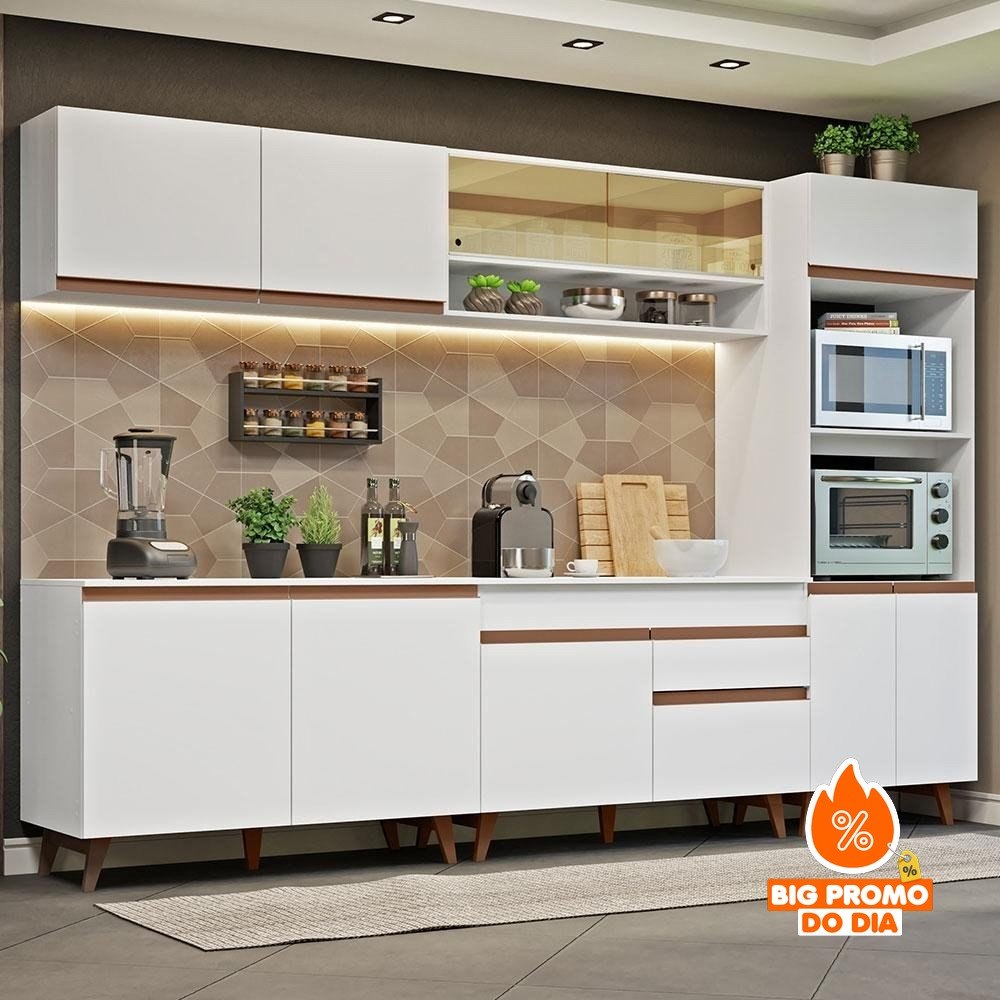 Armário de Cozinha Completa 310cm Reims Madesa 02 - (Shopee)