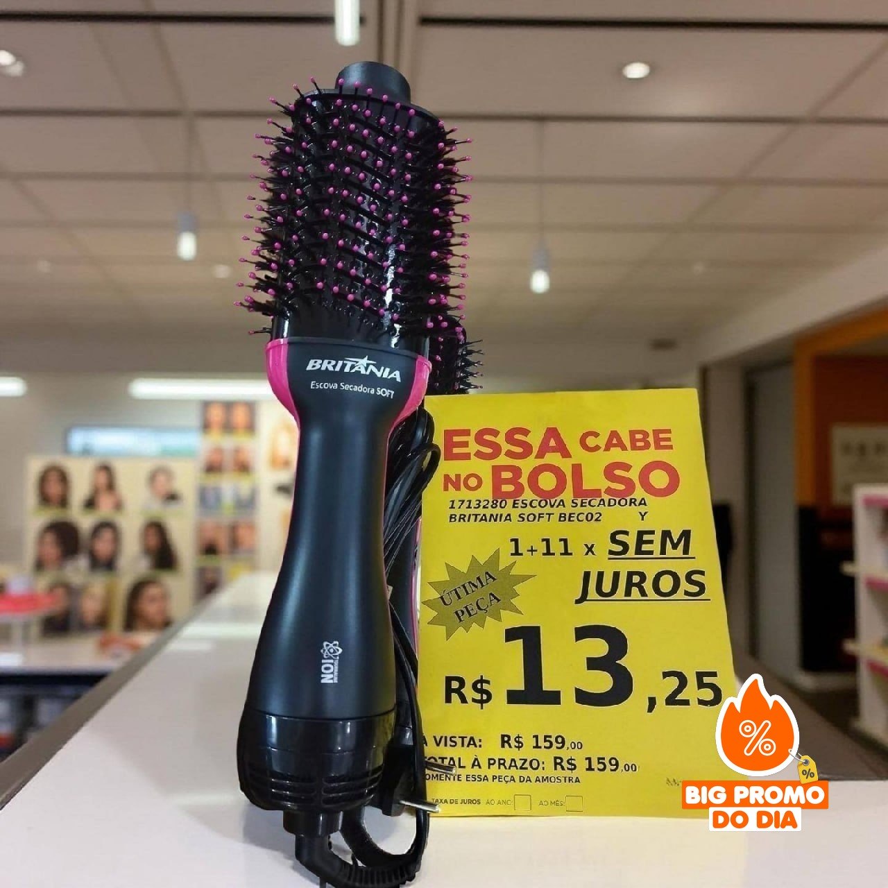 Escova Secadora Britânia Cabo Giratório Bivolt 1300W