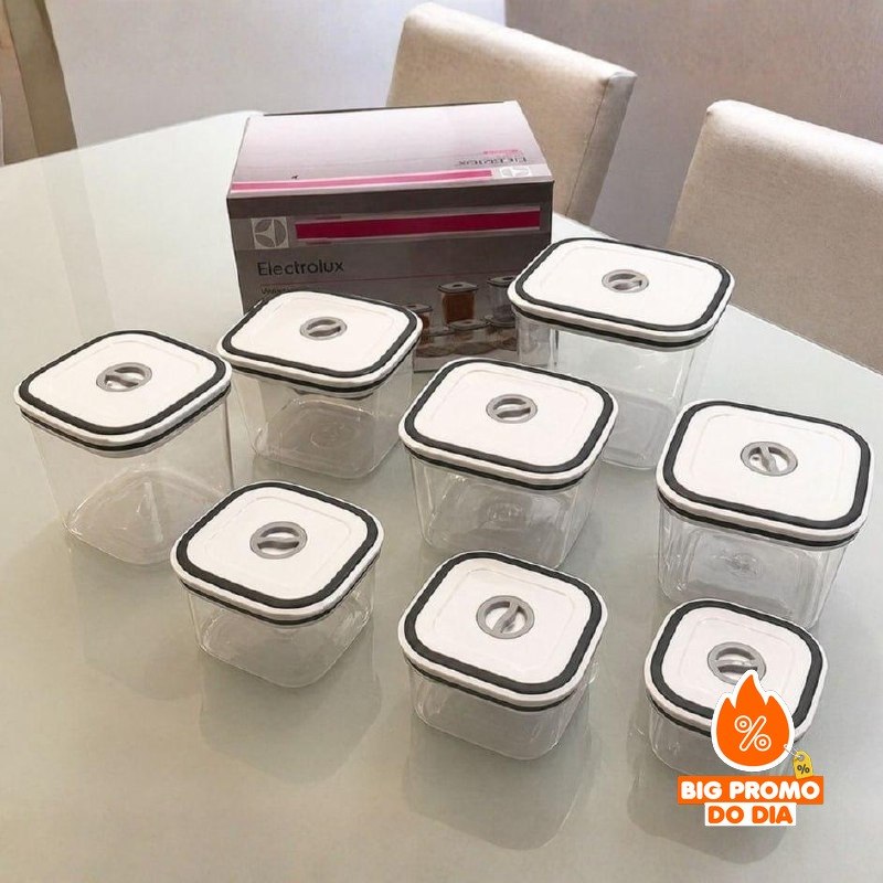Kit com 10 Potes Herméticos de Plástico Retangulares Electrolux - BPA Free