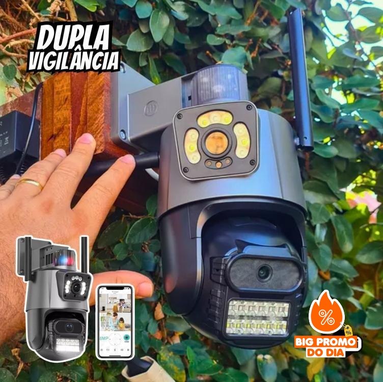 Câmera Segurança Wifi Ip Lente Dupla 2x 3mp Externa 360° A prova Dágua