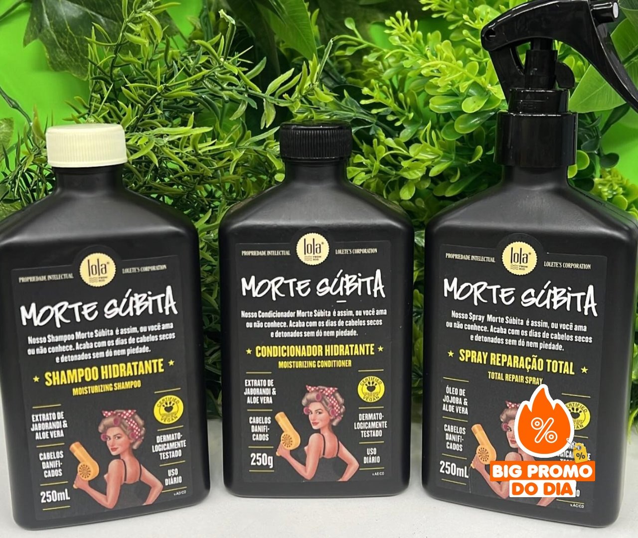 Kit Morte Súbita (Shampoo + Condicionador + Spray Reparação) Lola From Rio