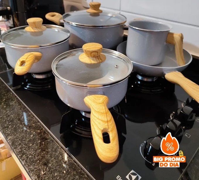 Conjunto De 5 Panelas Gris Brinox Ceramic Life