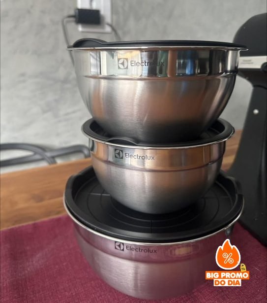 Conjunto De Bowls Tigelas De Inox Com Tampa Plástica Electrolux