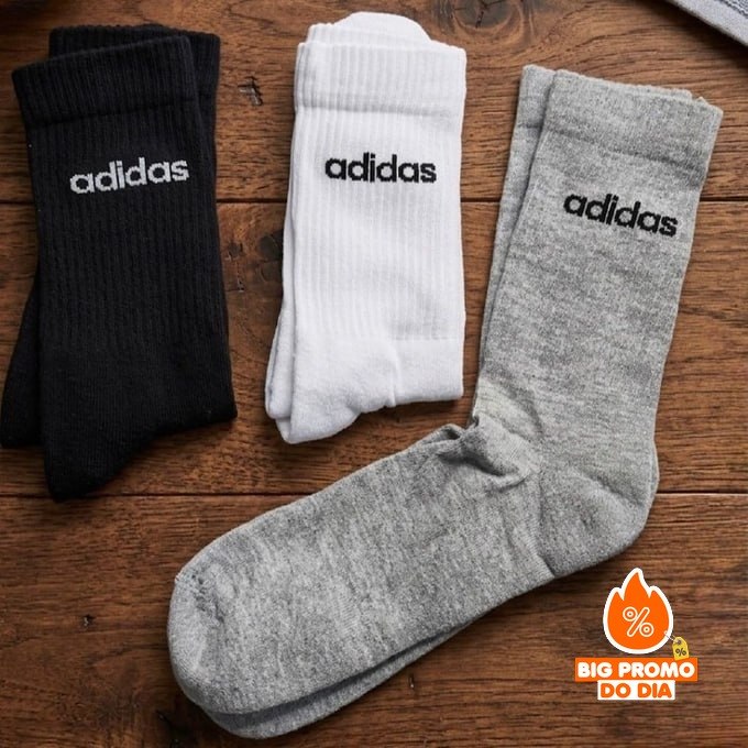 Kit com 3 Pares de Meia Adidas Crew
