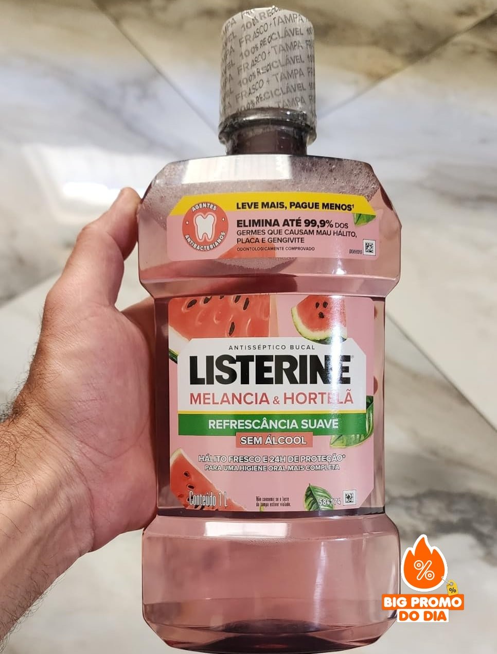 Listerine Enxaguante Bucal Melancia & Hortelã Sem Álcool 1L