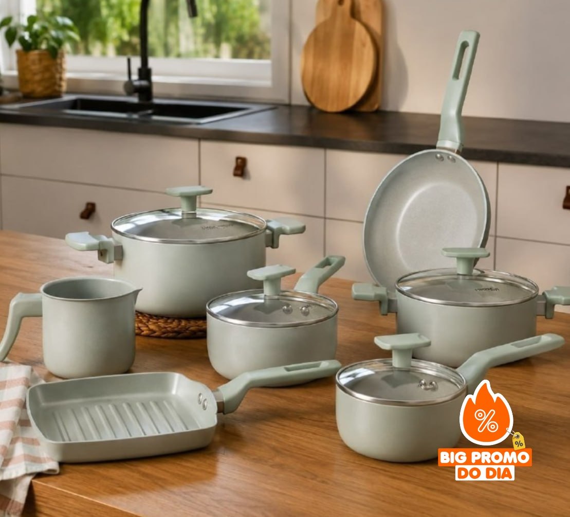 Conjunto Panelas 7 Peças Sartin Cook Cor Aquamint Mimo Style Cor Verde-claro