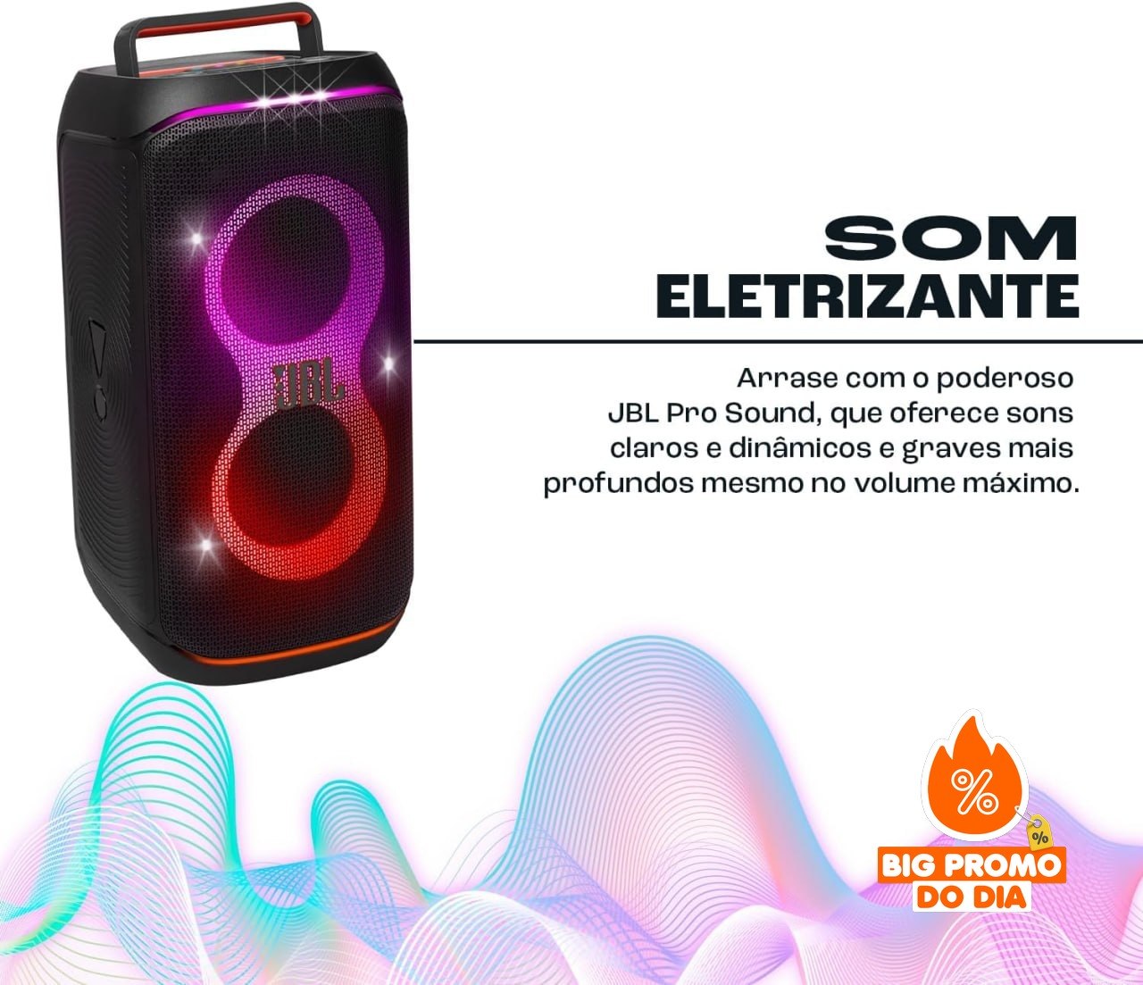 ️ JBL PartyBox Club 120 - 160W RMS - Bluetooth Show de Luzes Preto