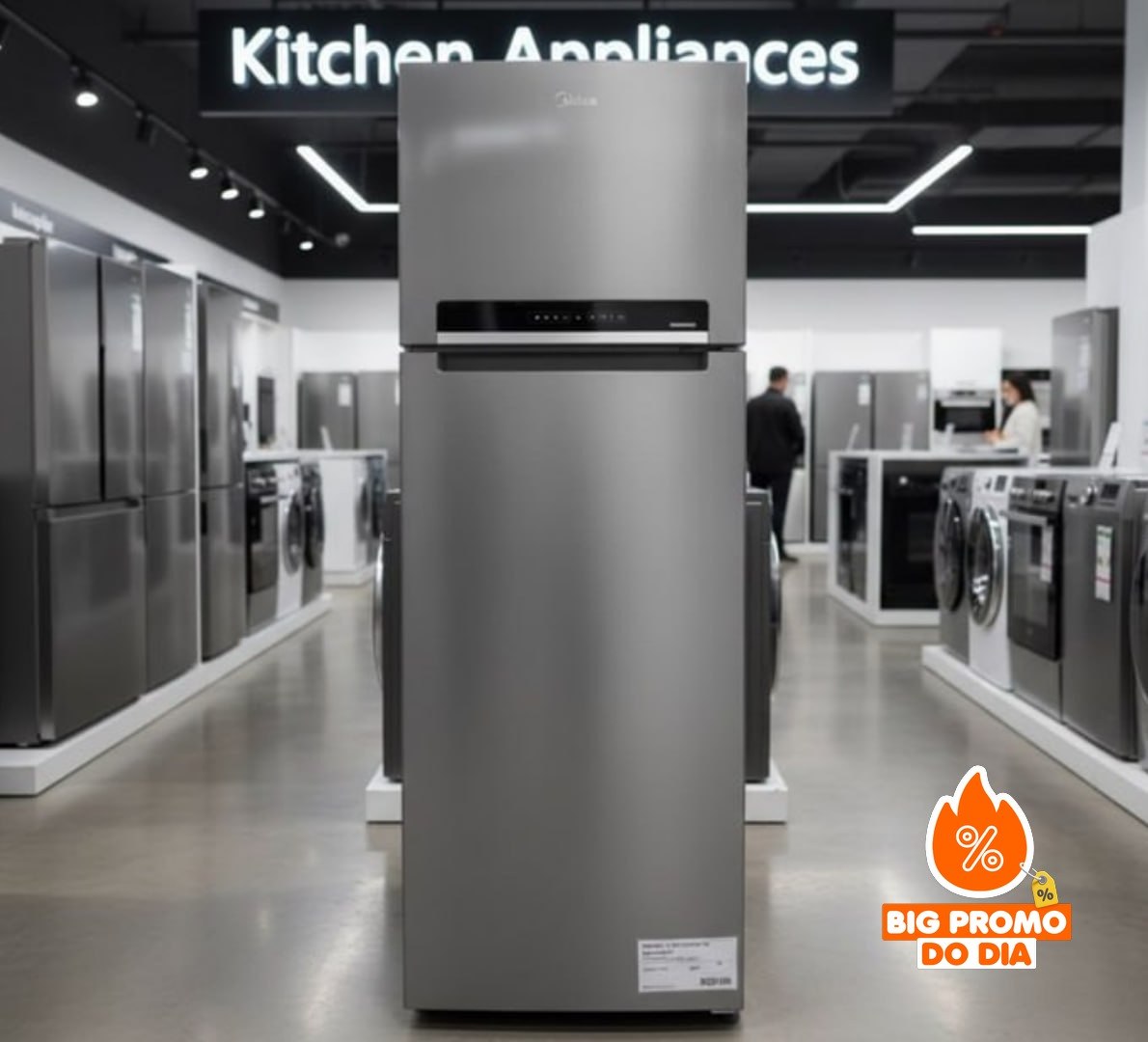 Geladeira Midea Frost Free Duplex 394L Inverter Inox