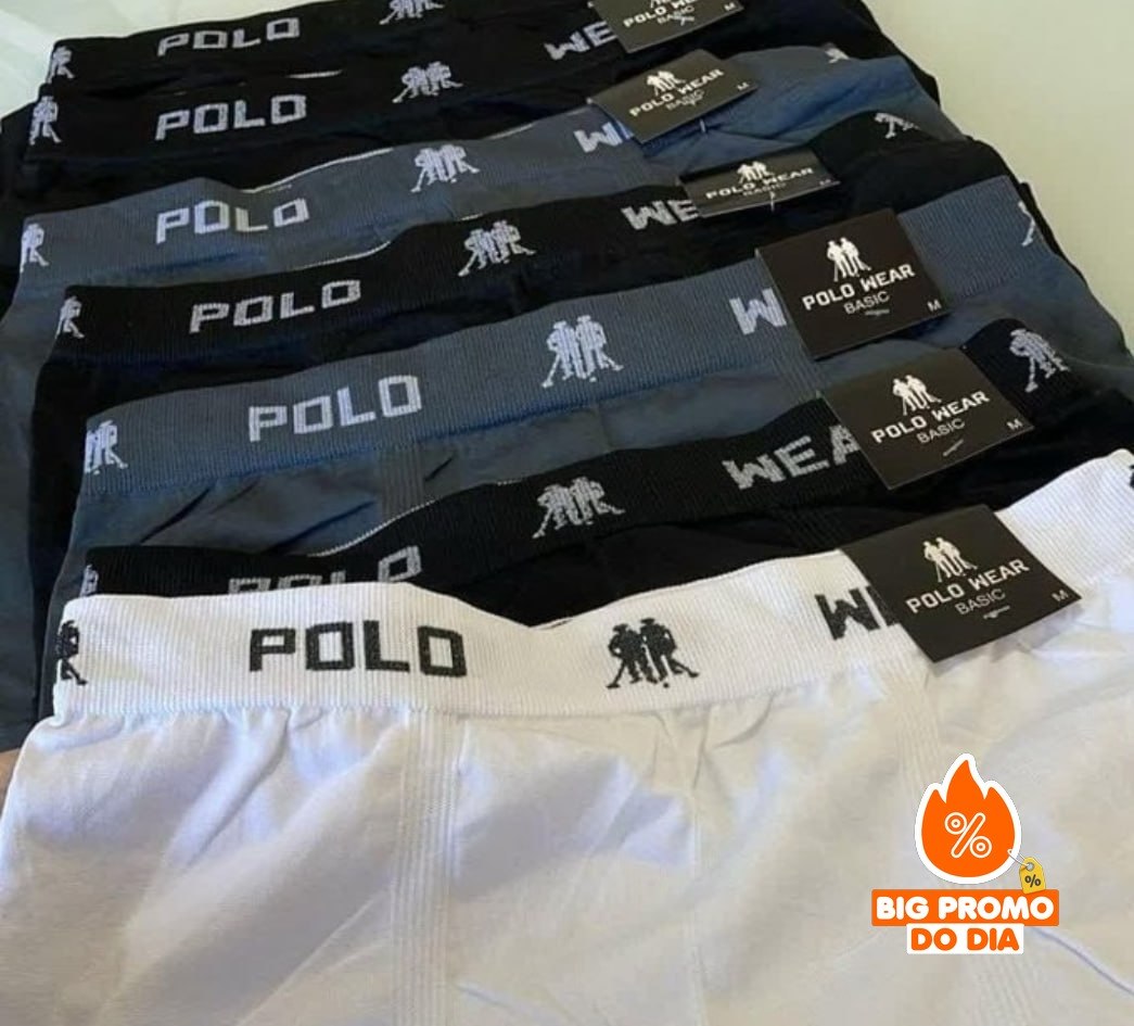 🩲 Kit 10 Cuecas Boxer Lisa Polo Wear Sortido