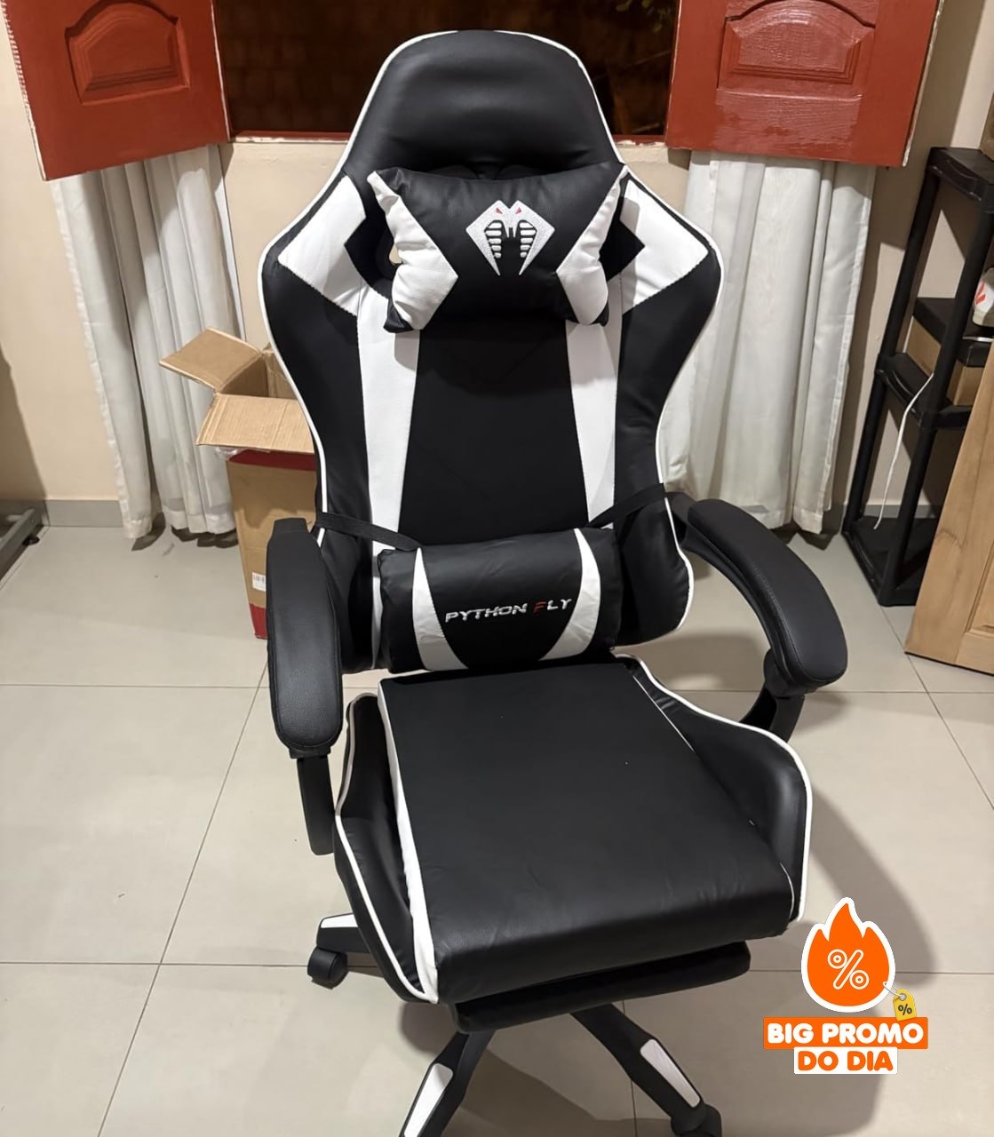 🪑 Cadeira Ergonomica Gamer Com Apoio Para Os Pés Branco