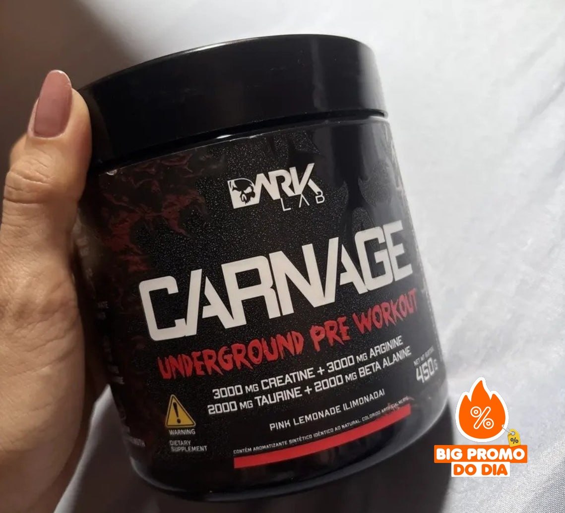 ️ Pré-Treino Carnage 450g com Creatina Dark Lab - Uva ou Pink Lemonade